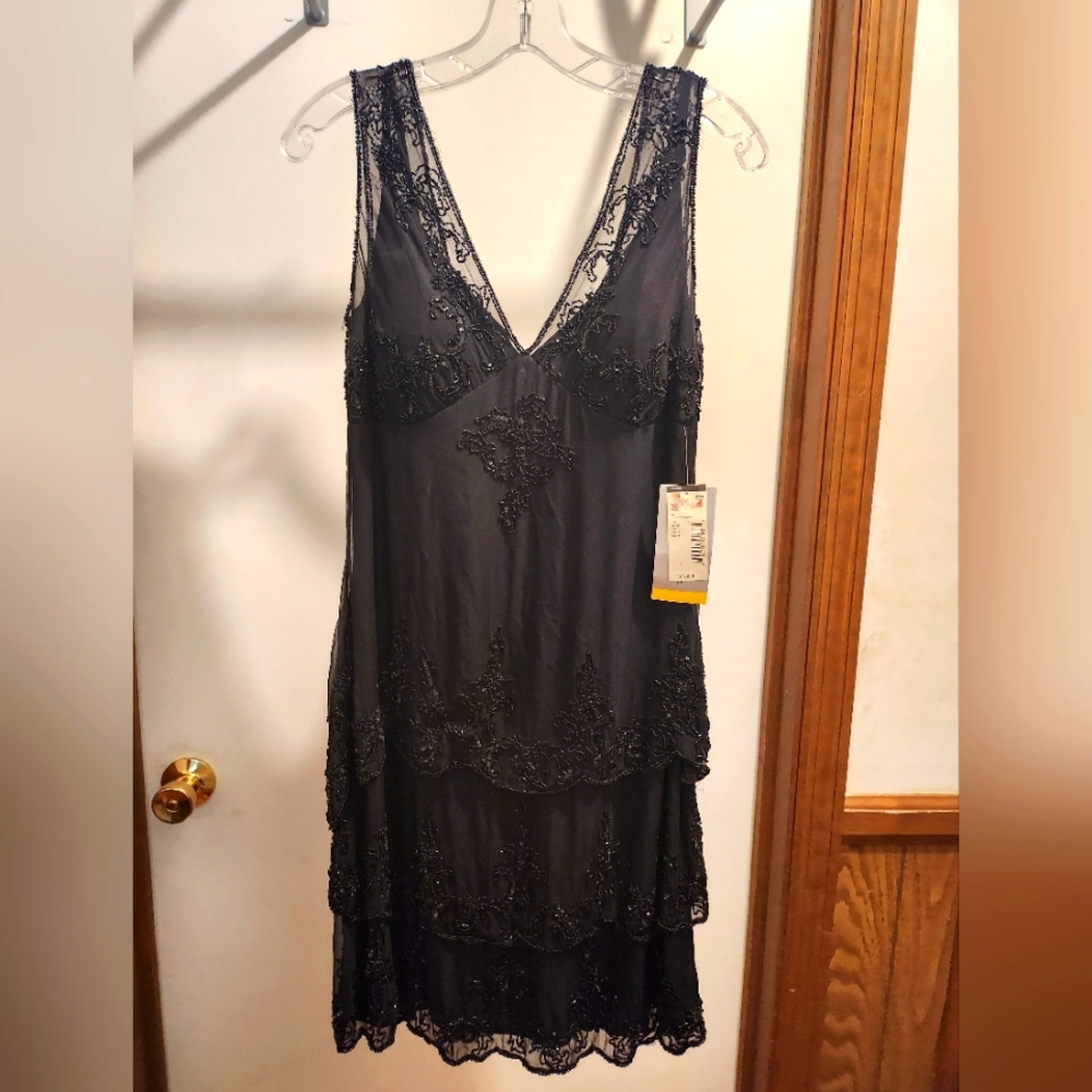 D'Albert Womens Black Designer Mini Dress-Size 6